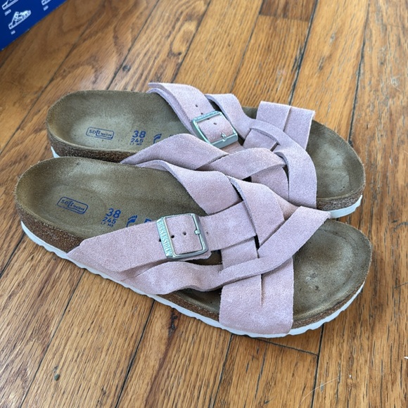 Birkenstock Lugano pink clay suede Women's Blush Sandals 38 - Picture 3 of 9